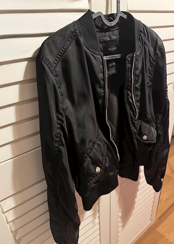 Siyah Fermuarlı Kadın bomber Ceket - Görsel 4