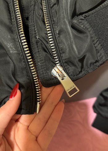 Siyah Fermuarlı Kadın bomber Ceket - Görsel 7