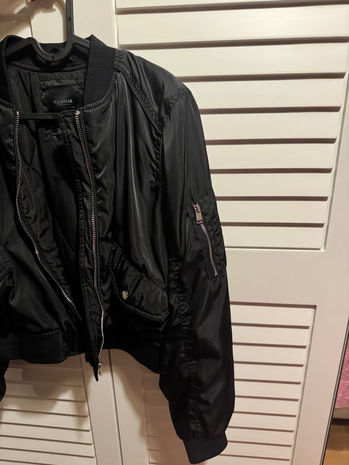 Siyah Fermuarlı Kadın bomber Ceket - Görsel 3