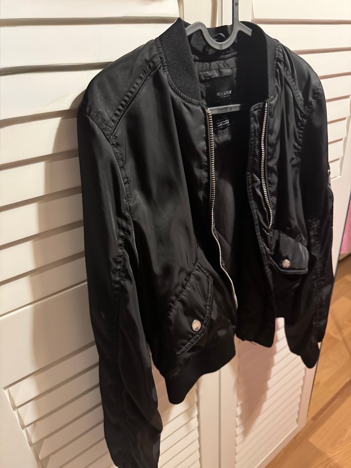 Siyah Fermuarlı Kadın bomber Ceket - Görsel 4