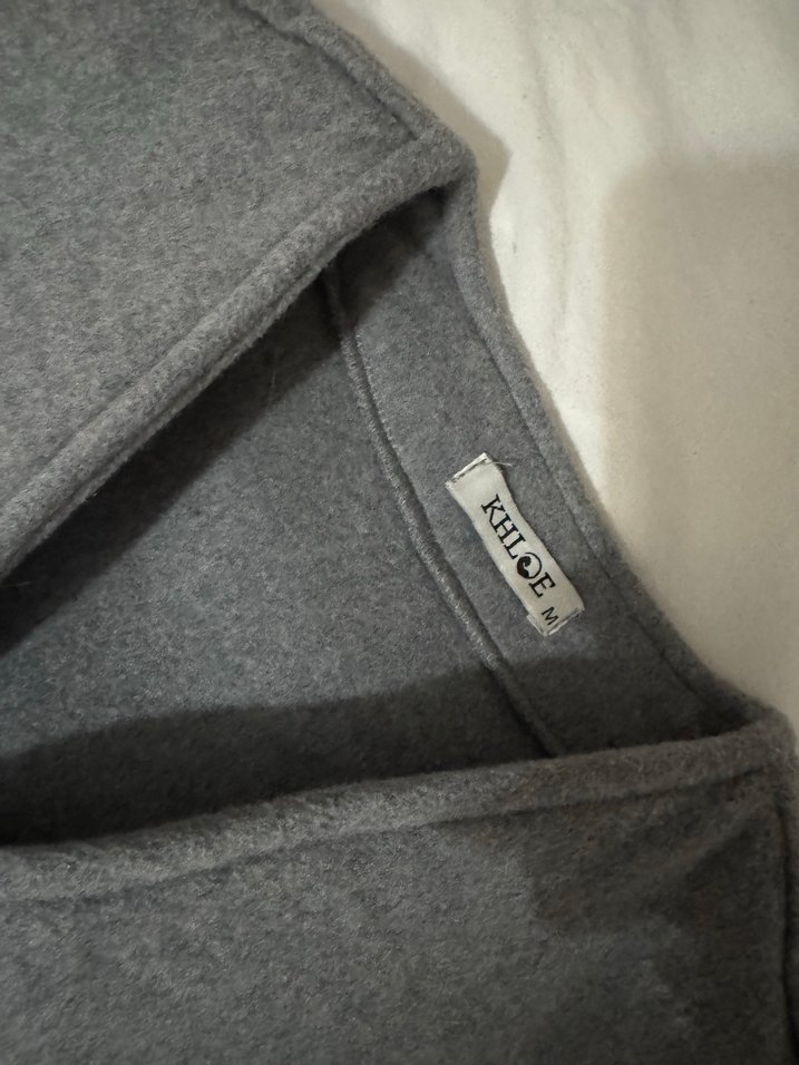 Gri Düğmeli Midi Kadın Kaban - Görsel 2