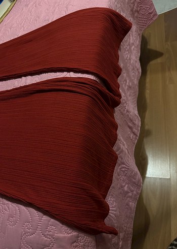 Kiremit rengi pilili İspanyol paça Kadın Pantolon - Görsel 4