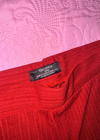 Kiremit rengi pilili İspanyol paça Kadın Pantolon - Görsel 5