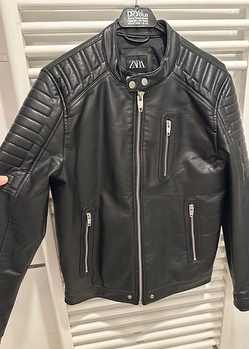 Zara Siyah Deri Biker Ceket
