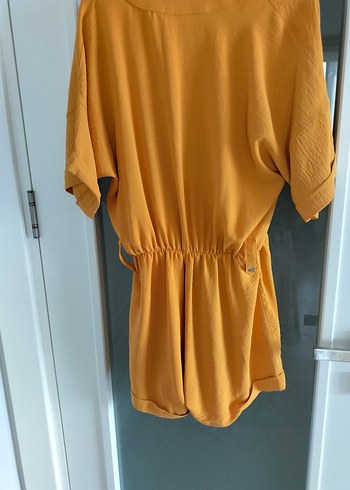 Düğmeli Sarı Mini şort takım yarım kollu - Görsel 4