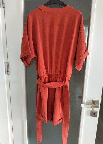 Kırmızı Keten sort takım yarım kollu - Görsel 6