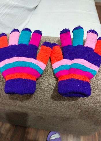 Renkli Kız Örme Eldivenler - Görsel 2