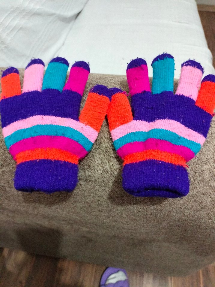 Renkli Kız Örme Eldivenler - Görsel 2