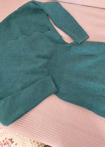 Uzun Kollu Örme Boğazlı Kadın Elbise - Görsel 4