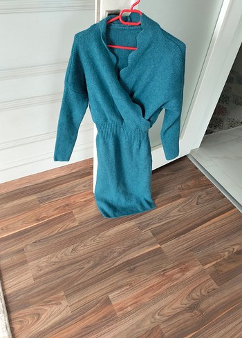 Uzun Kollu Örme Boğazlı Kadın Elbise - Görsel 2