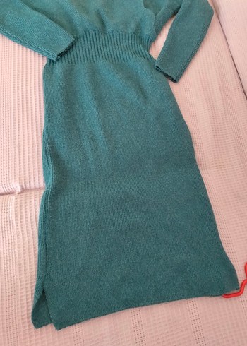 Uzun Kollu Örme Boğazlı Kadın Elbise - Görsel 3