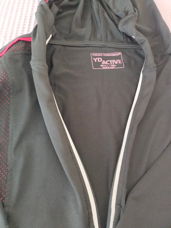 Fermuarlı Siyah Spor Kiz çocuk eşofman ustu - Görsel 3