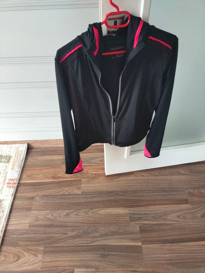 Fermuarlı Siyah Spor Kiz çocuk eşofman ustu - Görsel 2