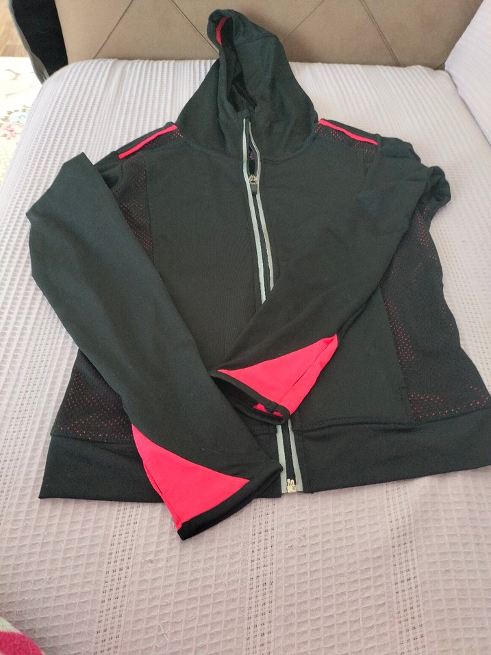 Fermuarlı Siyah Spor Kiz çocuk eşofman ustu - Görsel 4