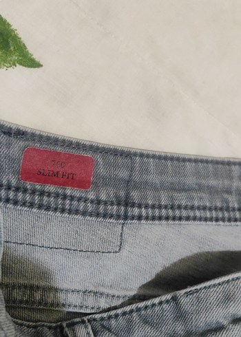 34 Beden gri Renk Gri Düğmeli slim Fit Denim Jean