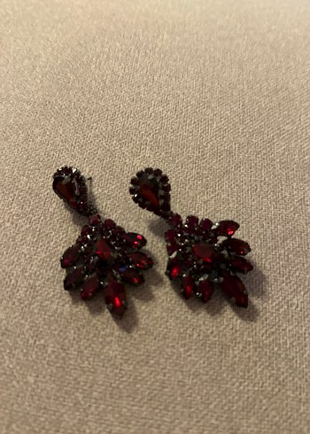 Diğer Bordo Payetli Vintage Gotik Küpe