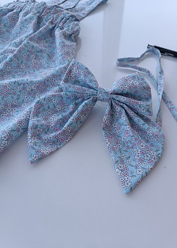 Gri Pastel Bağlamalı Çocuk Saç Tokası ve askılı eteği - Görsel 3