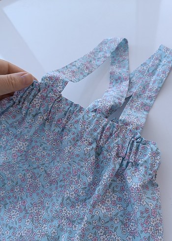 Gri Pastel Bağlamalı Çocuk Saç Tokası ve askılı eteği - Görsel 5