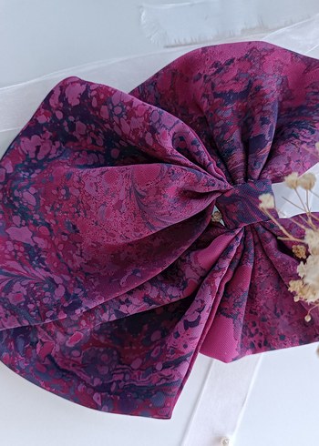 Mor Fiyonk Detaylı Kadın saç aksesuarı Gerçek ebru - Görsel 3