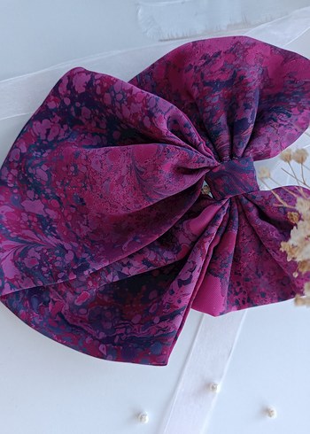 Mor Fiyonk Detaylı Kadın saç aksesuarı Gerçek ebru - Görsel 2