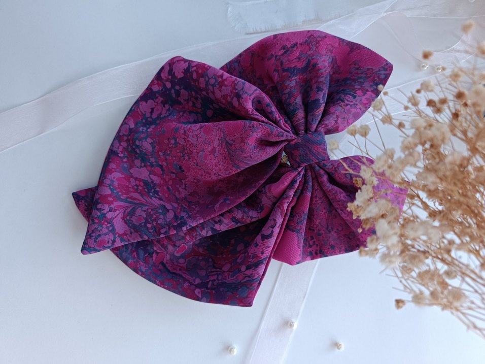 Mor Fiyonk Detaylı Kadın saç aksesuarı Gerçek ebru - Görsel 2