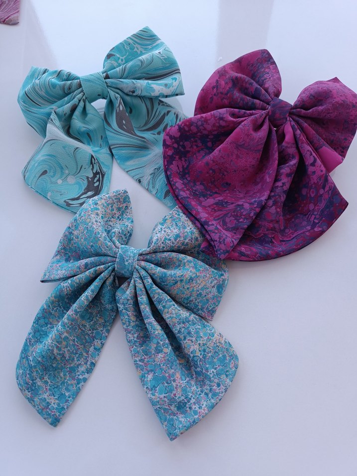 Mor Fiyonk Detaylı Kadın saç aksesuarı Gerçek ebru - Görsel 4