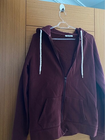 Bordo fermuarlı sweat