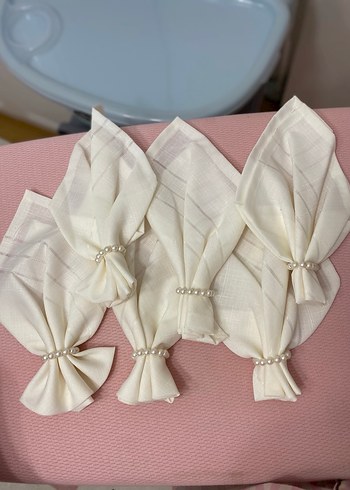 İnci Detaylı Beyaz Nakışlı Mendil peçetelik - Görsel 2