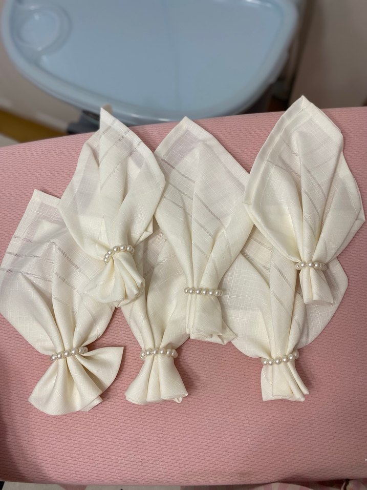 İnci Detaylı Beyaz Nakışlı Mendil peçetelik - Görsel 2