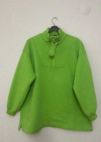 Kadın Yeşil Fermuarlı Sweatshirt