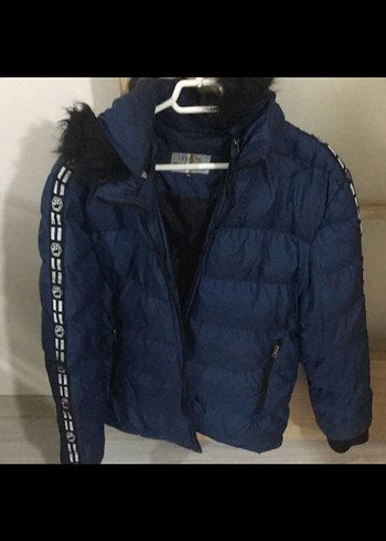Kürklü Lacivert Kadın Kısa Mont