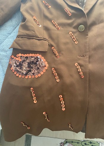 xxl Beden Düğmeli Uzun Kahverengi Kadın ceket