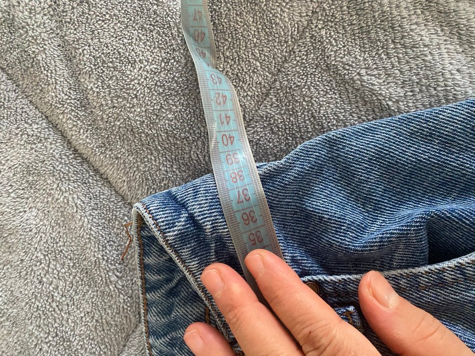 Düğmeli Gri Mavi Kadın Denim Bol Pantolon - Görsel 2