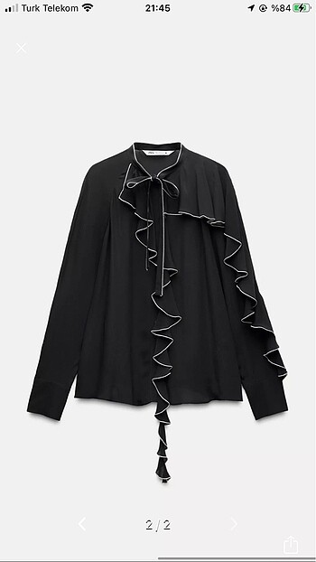 Zara ZARA FIRFIR DETAYLI SİYAH BLUZ