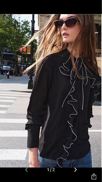 ZARA FIRFIR DETAYLI SİYAH BLUZ