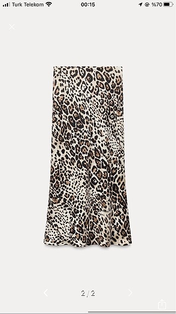Zara ZARA LEOPAR DESENLİ SATEN MİDİ ETEK