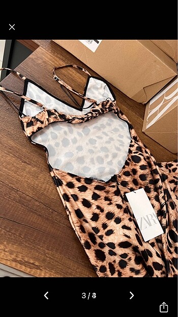 xs Beden Zara Leopar Desenli Sırt Dekolteli Elbise