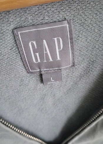 67 .Gri Kapüşonlu Fermuarlı Salaş Triko GAP L BEDEN - Görsel 2