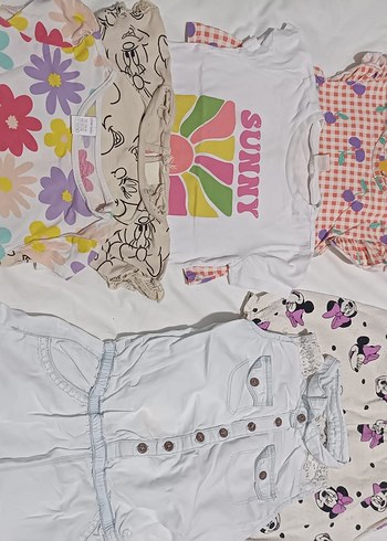 Kız Çocuk Renkli Baskılı Fırfırlı Tişört toplu - Görsel 3