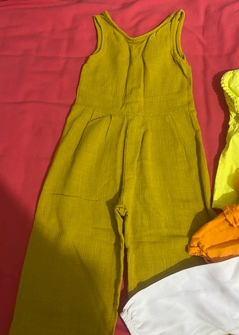 18-24 Ay Beden Kız Çocuk Sarı Keten Salaş Tulum