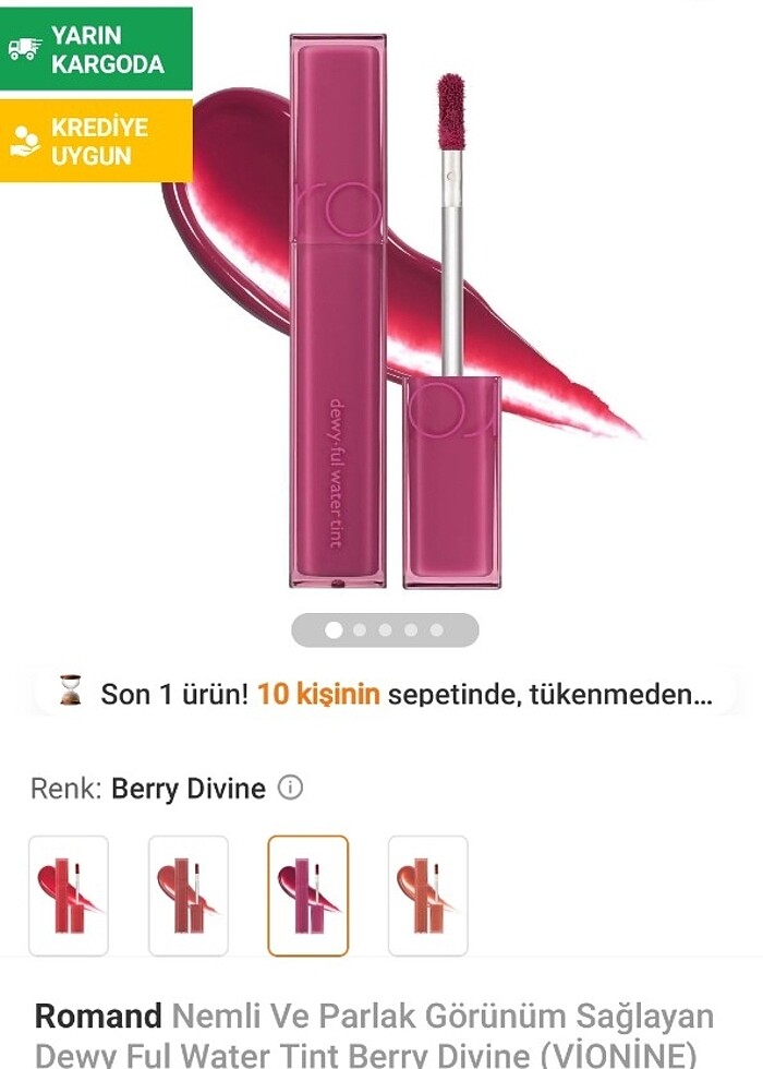 Dawy full water tint.  renkli dudak parlatıcısı - Görsel 2