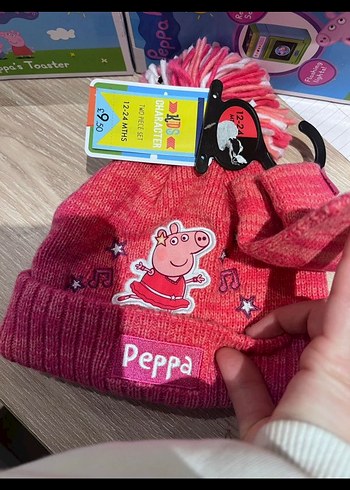 Peppa Pig Renkli Baskılı Çocuk Bere ve Eldiven Seti - Görsel 5