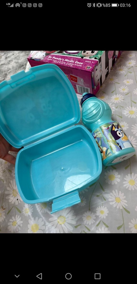 Renkli Mavi Çocuk Beslenme Kutusu ve Matara - Görsel 2