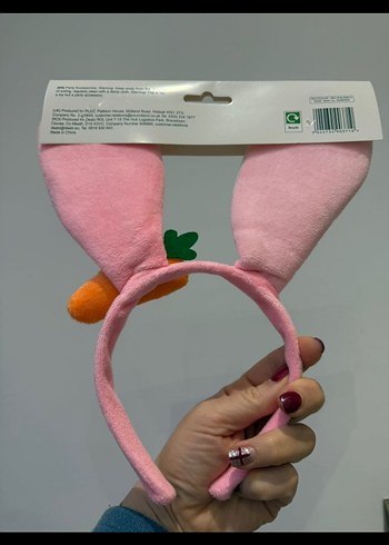 Pembe Elastik Tavşan Kulaklı Çocuk Taç - Görsel 2