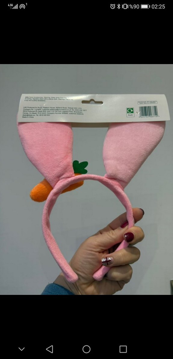 Pembe Elastik Tavşan Kulaklı Çocuk Taç - Görsel 2