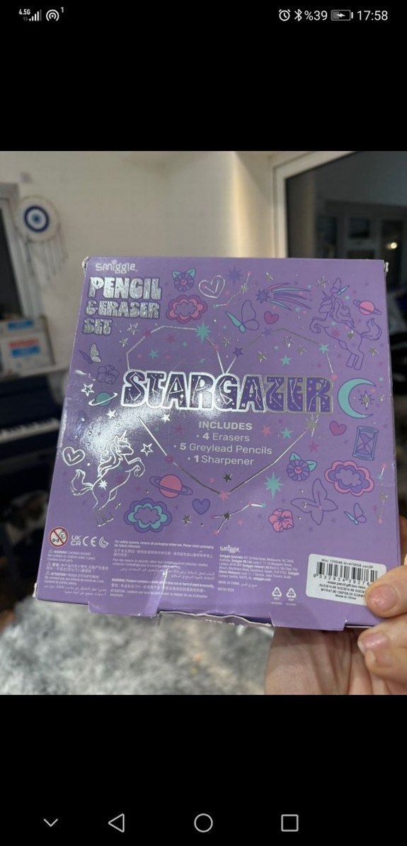 Smiggle Mor Pastel Unicorn Kalem ve Silgi Seti - Görsel 2