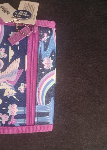 Mor Kanatlı Unicorn Desenli simmigle lisanslı Çocuk Cüzdanı - Görsel 2