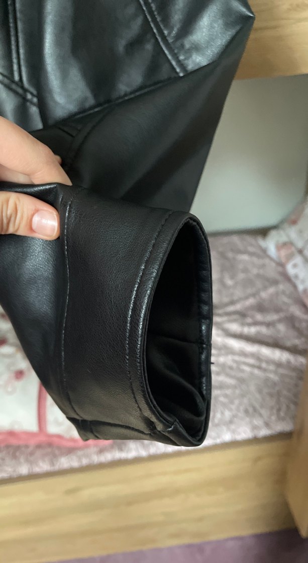 Zara Siyah Deri Biker Ceket - Görsel 4