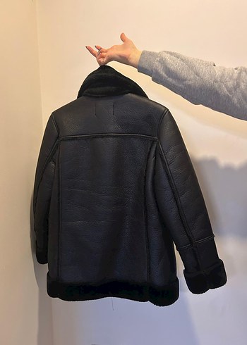 Stradivarius Kürklü Siyah Biker Deri Ceket