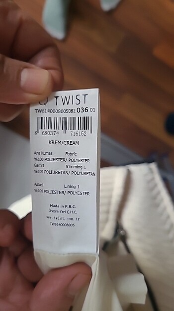 40 Beden ten rengi Renk Twist Penye Trençkot